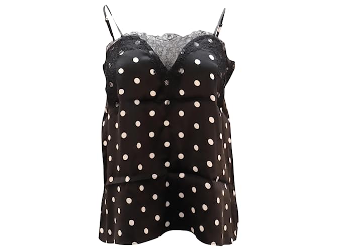 Autre Marque Cami NYC Polka Dot Sweetheart Camisole in Black Print Silk  ref.494375