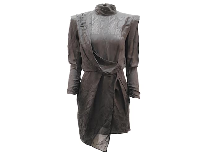 Autre Marque Dundas Montana Draped Satin-Jacquard Mini Dress in Black Acetate Cellulose fibre  ref.494394