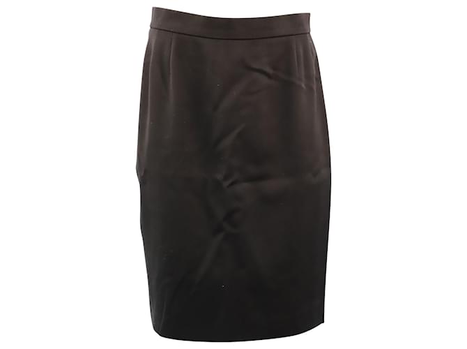 Escada Knee Length Pencil Skirt in Black Wool  ref.494412