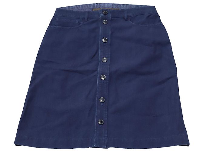 Autre Marque NO.P.C. Saia midi abotoada em jeans de algodão azul