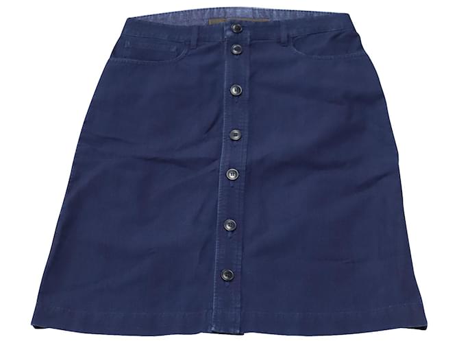 Autre Marque a.P.C. Buttoned Midi Skirt in Blue Cotton Denim  ref.494422