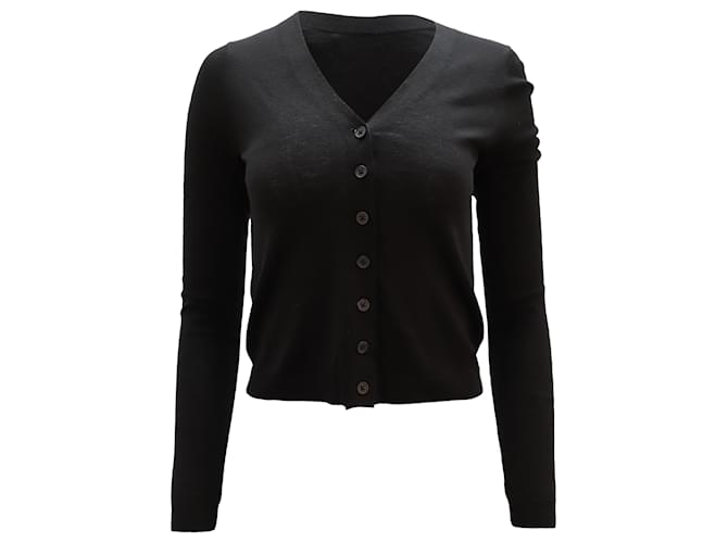 Vince Button-Front Cardigan in Black Wool  ref.494423