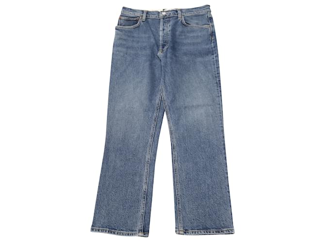 Autre Marque Agolde Riley High Rise Straight Crop Jeans in Blue Cotton Denim  ref.494441