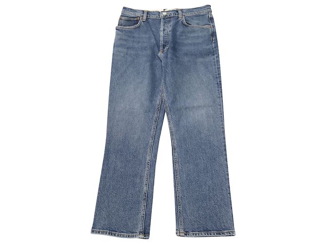 Vaqueros cortos rectos de tiro alto Riley de Agolde en denim de algodón azul