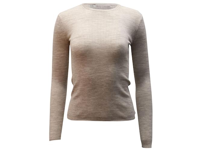 Theory Mirzi Rib Knit Sweater in Grey Merino Wool  ref.494453