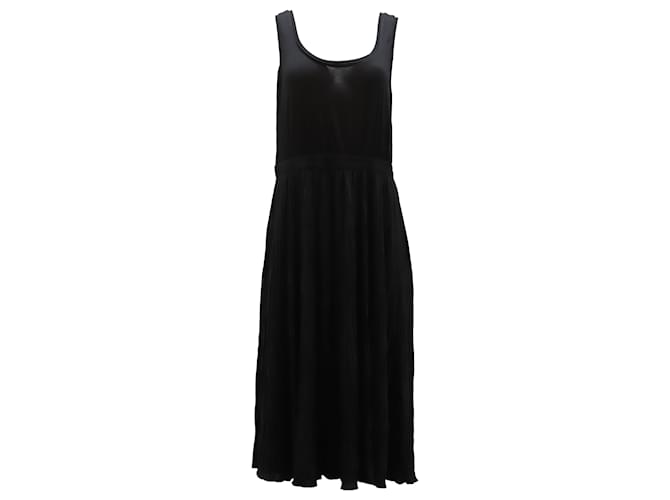 Vince Pleated Scoop Neck Tank Dress in Black Polyester  ref.494455