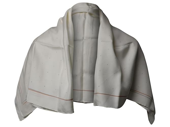 Pañuelo Hermès Trou de Memoire en seda blanca Blanco  ref.494468