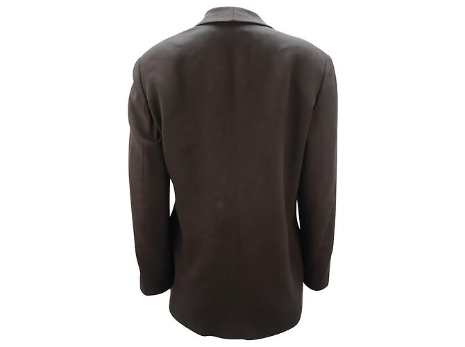 Jaqueta de abotoamento simples Giorgio Armani em lã preta Preto