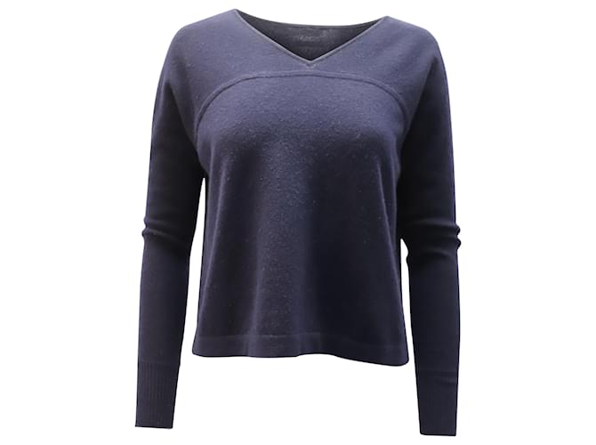 Vince V-Neck Sweater in Navy Blue Cashmere Wool  ref.494479