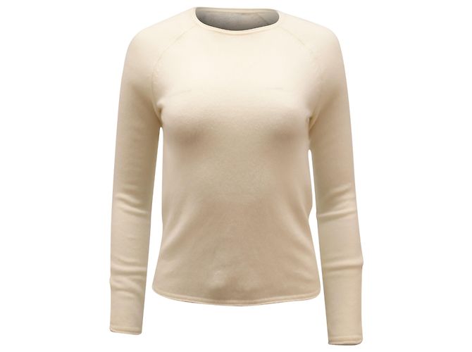 Jersey de cuello redondo Theory en Cachemira color marfil Blanco Crudo