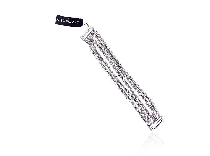 Givenchy Bracciale Multifilo in Metallo Argento con Cristalli