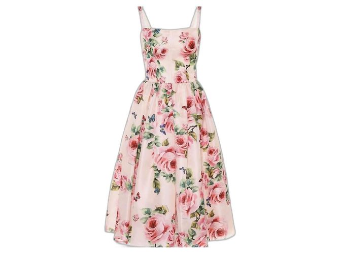 Vestido Dolce & Gabbana Silk Rose Rosa de Seda