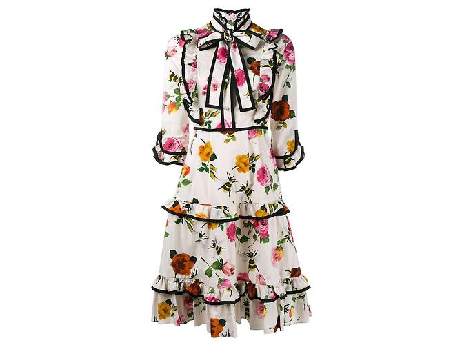 Vestido Gucci de algodón rosa blanco naranja