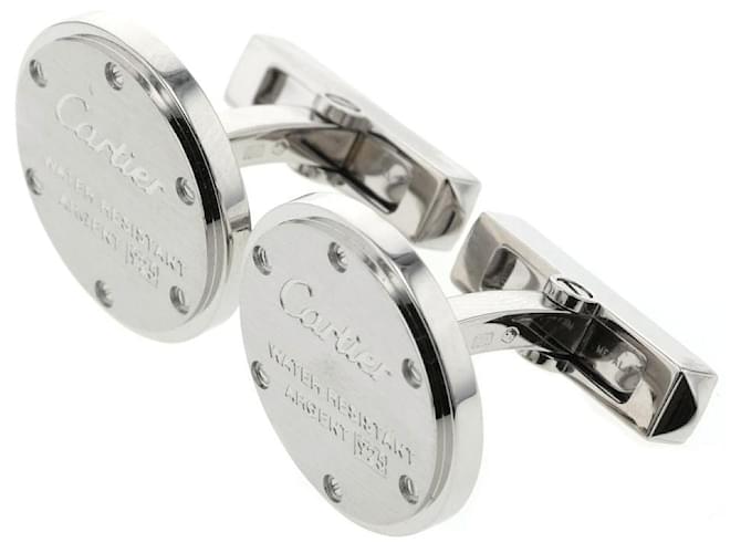 [Gebraucht] Cartier Manschettenknöpfe Wasserfest Dekor Silber 925 Männer Geld  ref.494765