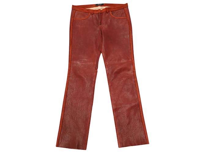 Pantaloni Slim Fit Isabel Marant in Pelle di Agnello Rossa Rosso  ref.494824
