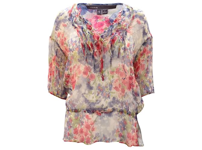 Vince Scoop Neck Tunic in Floral Silk  ref.494918