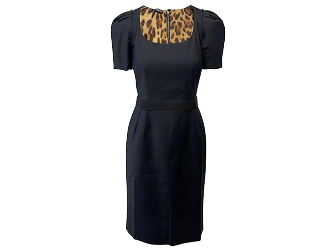 Dolce & Gabbana Cady Midi Dress in Black Polyamide Nylon  ref.494943