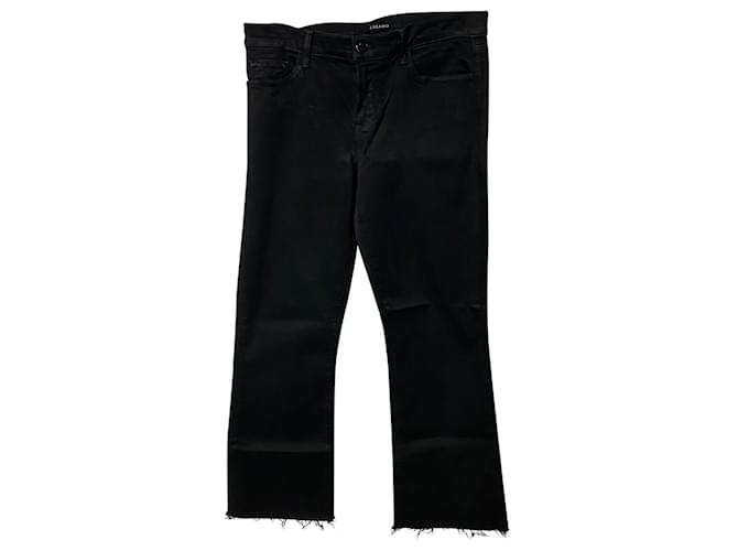 J Brand Selena Jeans de cintura média cru com bainha em algodão preto  ref.494966