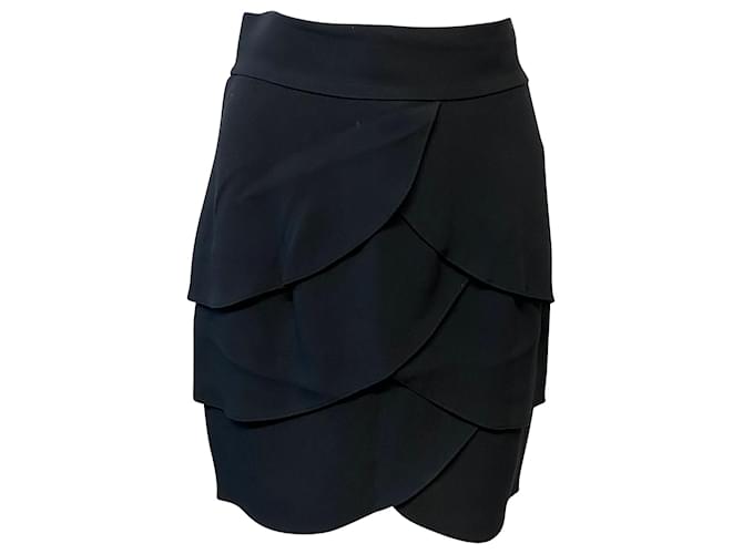 Temperley London Layered Knee-Length Skirt in Black Acetate Cellulose fibre  ref.494989