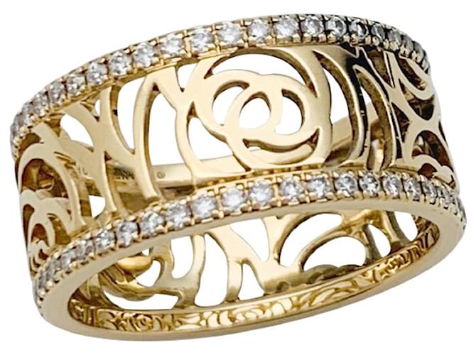 Chanel ring,Camellia, In yellow gold, diamants. Diamond ref.495182 - Joli  Closet