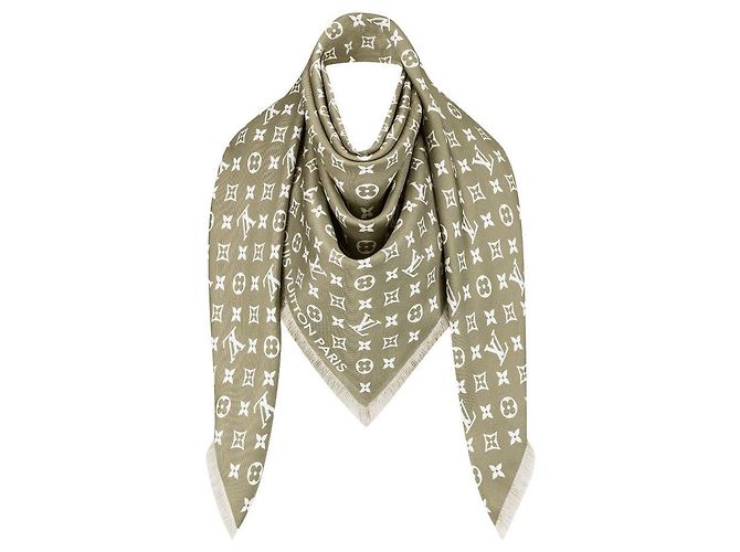 Louis Vuitton Now Silk Shawl Monogram Khaki