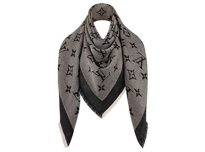 Louis Vuitton Monogramm Schal Neo Natte Schwarz Wolle