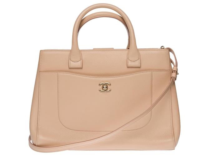 Timeless Superb Chanel Cabas Neo Executive bag in powder pink grained leather, champagne metal trim  ref.495299