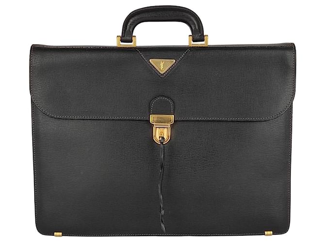 Yves Saint Laurent leather business bag Black  ref.495377