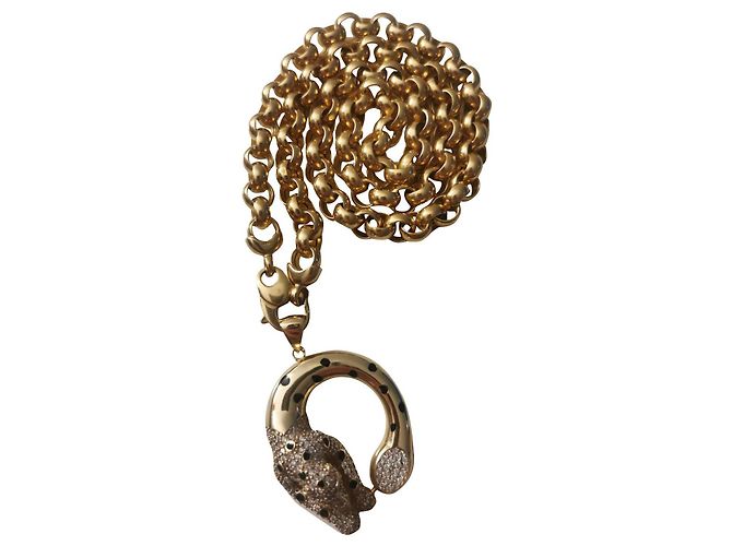 Autre Marque Collar de oro amarillo 18k con colgante de circonitas Dorado