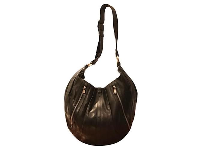 Yves Saint Laurent Rive Gauche black leather handbag Metal ref