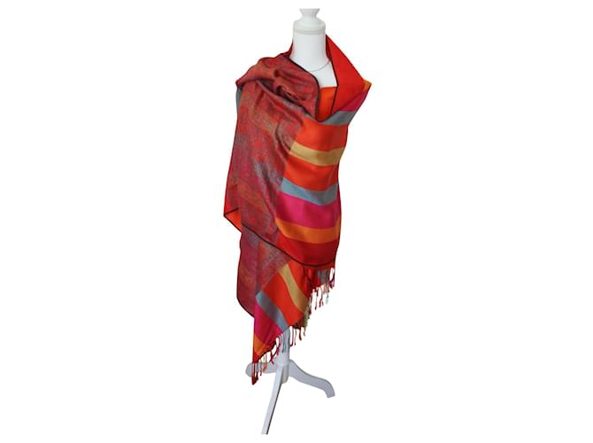 Vintage Châle ,écharpe ou foulard multicolore chatoyant 2 en 1/ année 2000s Coton  ref.495612