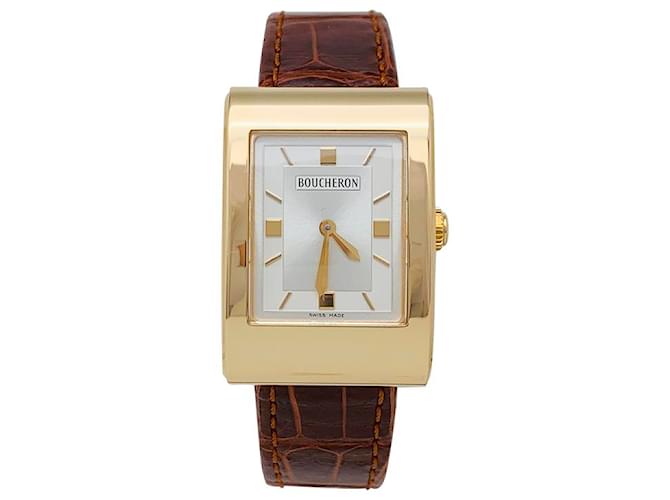 Boucheron Watch, "Reflection-Icarus", yellow gold, cuir.  ref.495628