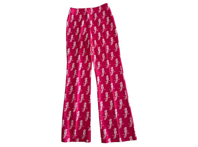 Miu Miu Pants, leggings Pink White Wool  ref.495724