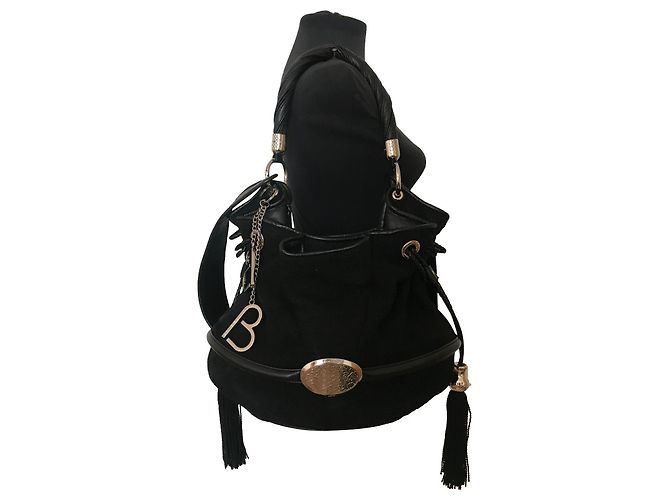 Brigitte Bardot Lancel Black Wool Handbag