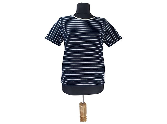 Top Rigato Ralph Lauren Blu Bianco Cotone