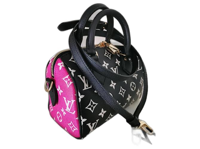 Louis Vuitton speedy Bandouliere 20 Tasche Schwarz Pink Weiß Leder  ref.495888