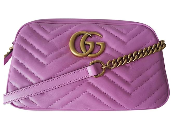 GUCCI GG Marmont small matelassé shoulder bag Pink Leather  ref.495892
