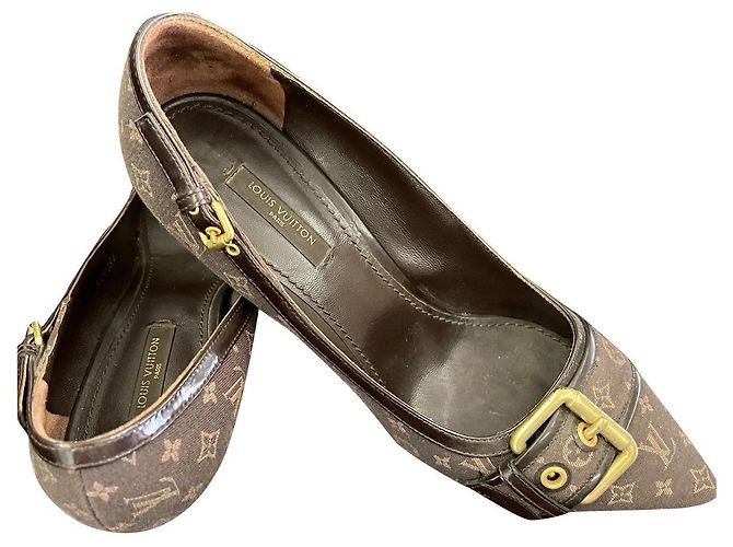 Louis Vuitton Absatzschuhe Dunkelbraun Polyester 38