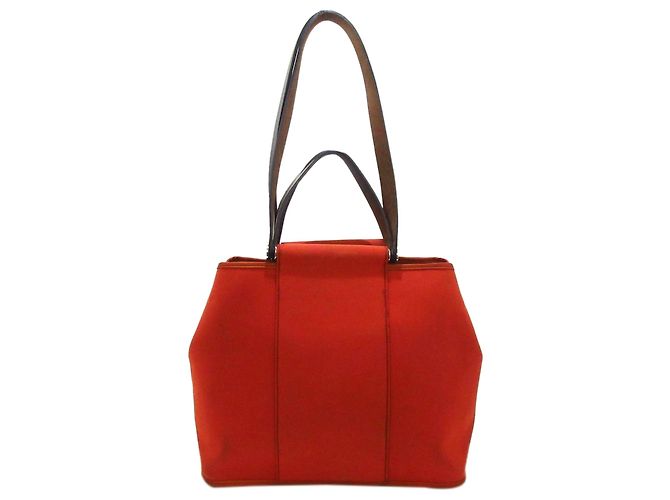 Hermès Bolsa de lona Hermes Red Cabag Elan Marrom Vermelho Castanho escuro