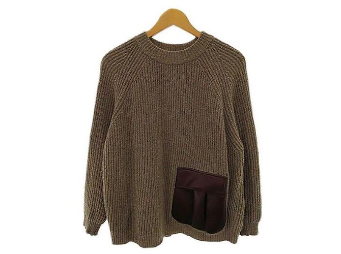 [Gebraucht] Erika Cavallini 20AW / Lederpatch / Alpaka-Strick / Pullover (dick) / XS / Alpaka / Braun / Einfarbig