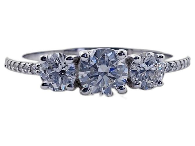 Autre Marque Ring 14 Karat Weißgold mit neuen Diamanten Ring - 0.90 CT Diamond Grau