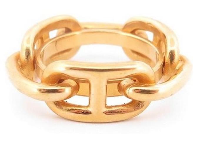 Ring Hermès ANEL DE LENÇO HERMES REGATE CORRENTE DE ÂNCORA EM LENÇO DE METAL OURO ANEL DE LENÇO Dourado  ref.496710