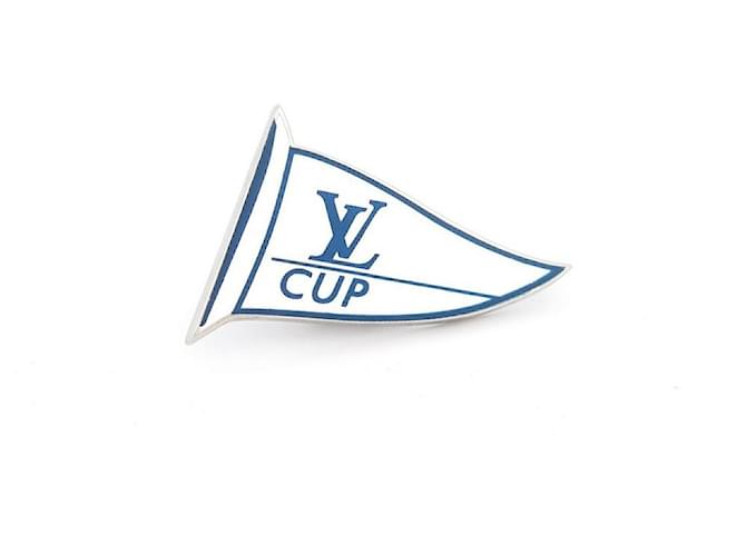 Anderer Schmuck NEU LOUIS VUITTON LV CUP FLAG METAL & EMAILLE FLAG BROSCHE PIN NEU Weiß Metall  ref.496783