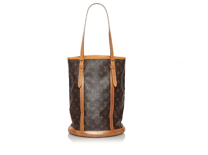 Louis Vuitton Brown Monogram Bucket GM Leather Cloth  ref.496883