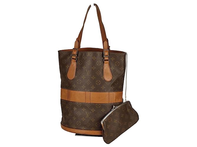 Louis Vuitton Bucket Handbag Brown Cloth  ref.496948