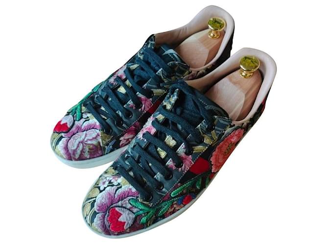 Gucci ace cheap floral mens