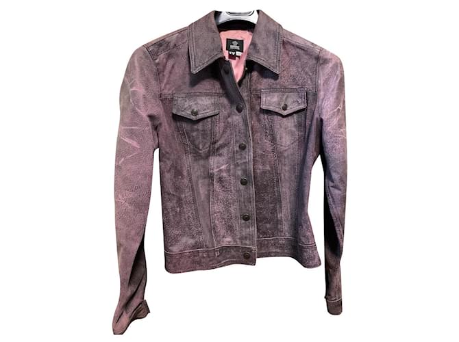 Gianni Versace Purple lilac leather jacket Dark purple  ref.497035