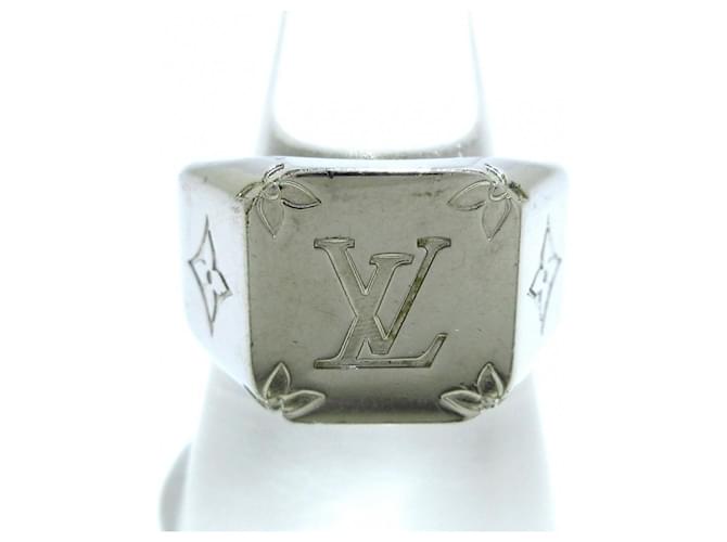 Used] LOUIS VUITTON Signet Ring Monogram Ring Silver Metal