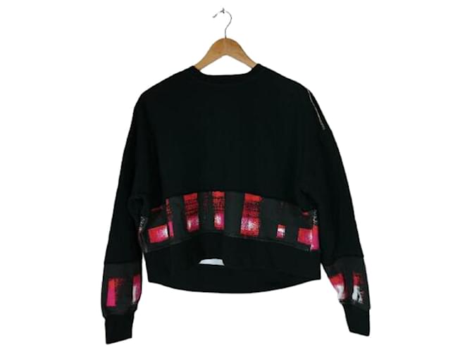 [Used] Alexander McQueen Sweatshirt / 40 / Cotton / Black / Shoulder Zip / Line / Docking / Men's  ref.497209