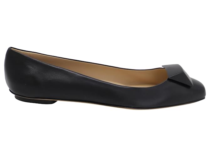 Max Mara Flats with Geometric Decoration in Black Leather  ref.497286